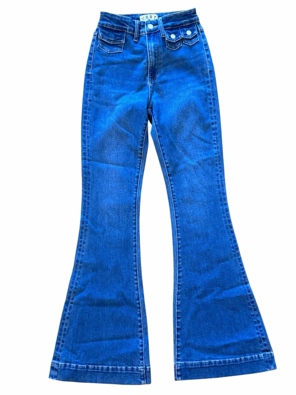 Vibrant M.I.U Vbrt High Rise Flare Jeans Blue Stretch Denim Size 25